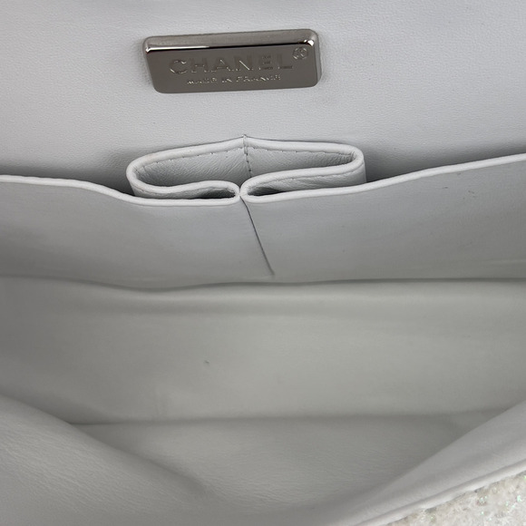 Chanel rain drop white tweed sequin double flap - Picture 2 of 12